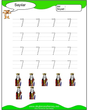 okul öncesi 1 sayısı çizgi çalışması